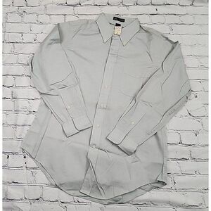NWT Vintage Pinpoint Oxford Shirt Mens 16 32 Gray-Blue Dress 100% Cotton